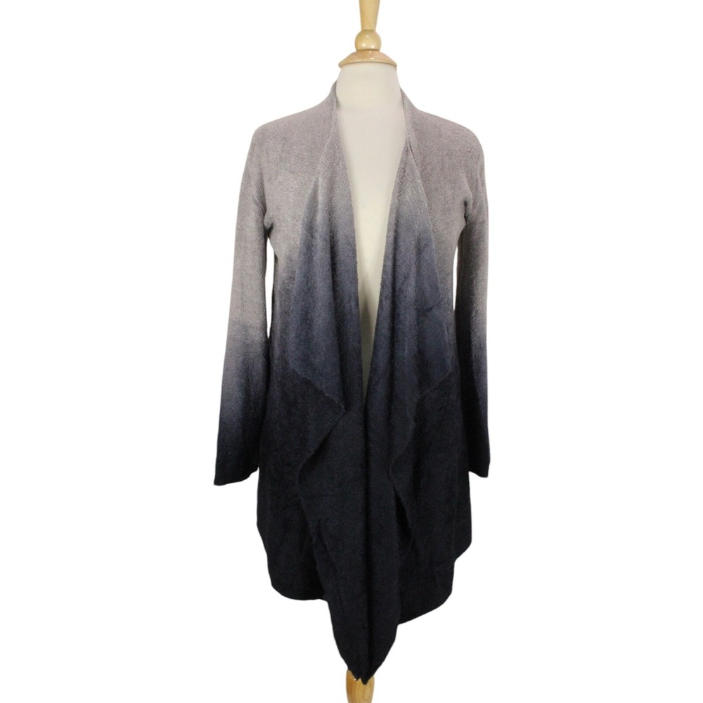 Barefoot Dreams Cardigan‎ Sweater womens S/M Draped Ombré Gray Navy